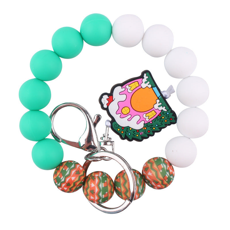 Wholesale Christmas Silicone Bead Wrist Keychain